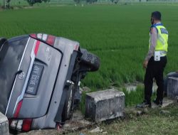 Supirnya Diduga Ngantuk, Innova Nyelonong ke Sawah