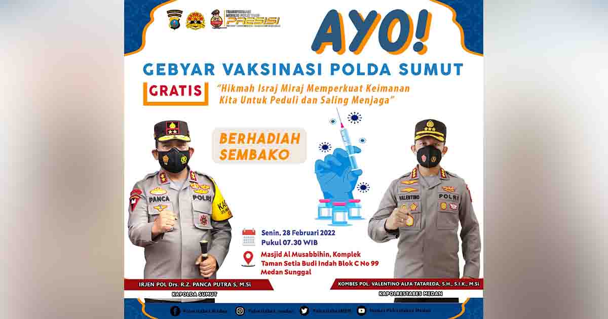 Polrestabes Medan Gelar Vaksinasi Berhadiah Sembako