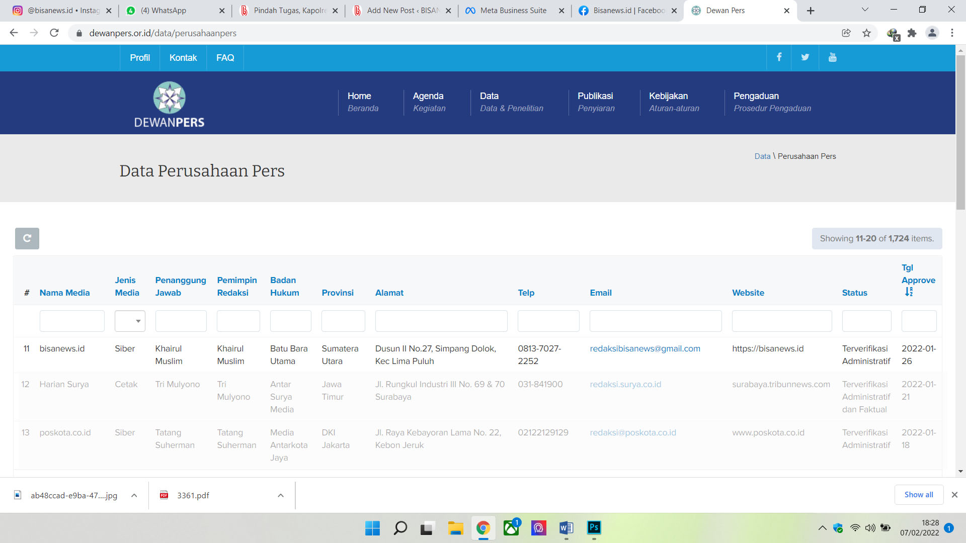 proses pendataan dewanpers