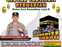 Polrestabes Medan dan BSM Gelar Vaksinasi Berhadiah Umroh