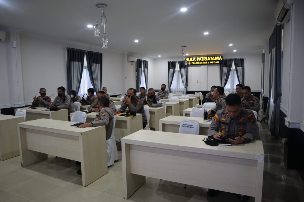 Polrestabes Medan Zoom Meeting Penyaluran BTPKLW+N