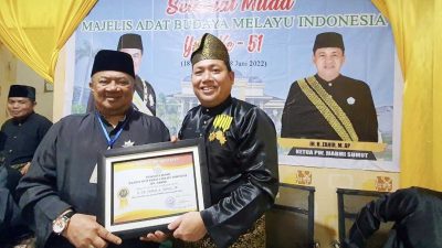 PB MABMI Beri Penghargaan 16 Pengurus, Dato’ Seri: OK Faizal Putra Batu Bara Harapan Masyarakat Melayu