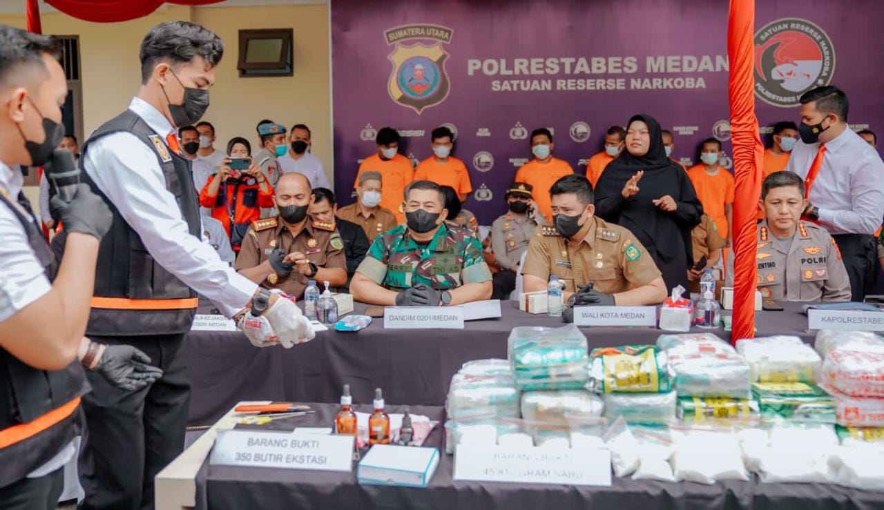 Polrestabes Medan Musnahkan Narkoba Senilai Puluhan Miliaran Rupiah, Walikota Sampaikan Apresiasi