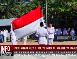 Peringati HUT RI ke 77, MTS Al Washliyah Bandar Sono dan SMA IT Al Ahmad Batubara Gelar Upacara Bendera dan Pawai Bersama