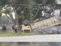 Gegara Elakkan Fuso, Colt Diesel Bermuatan Furnitur Terguling