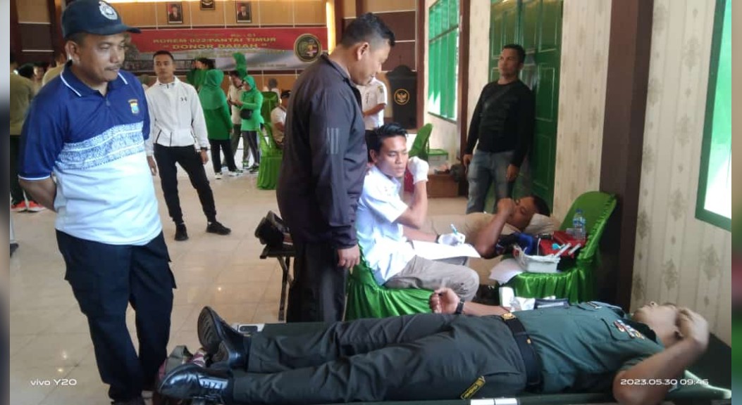 Danrem 022/PT Kunjungi Kegiatan Donor Darah Di Makodim 0208/Asahan