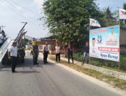 Polsek Perbaungan Pantau Penertiban APK Pemilu 2024