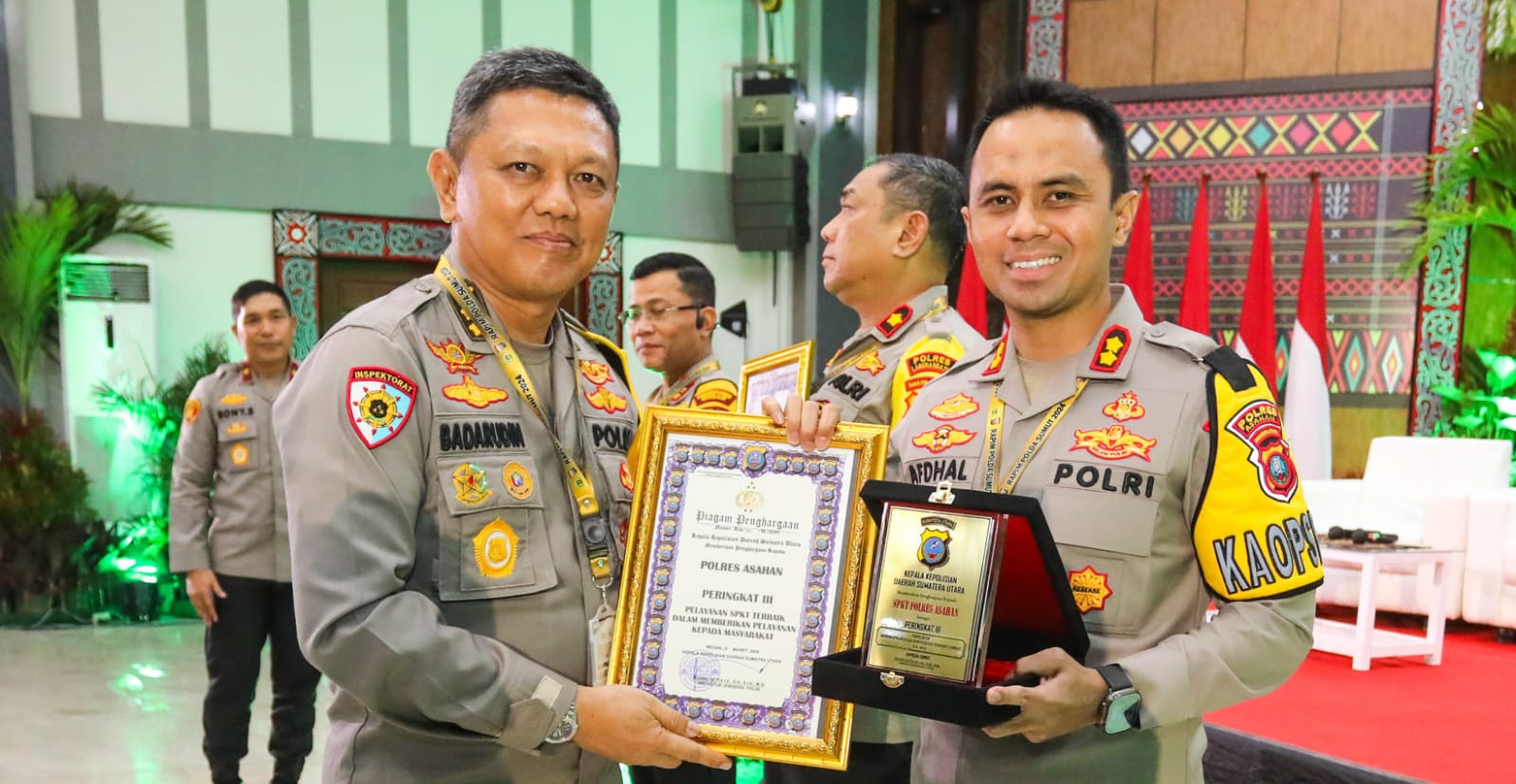 Polres Asahan Terima Penghargaan Peringkat III Pelayanan SPKT Terbaik