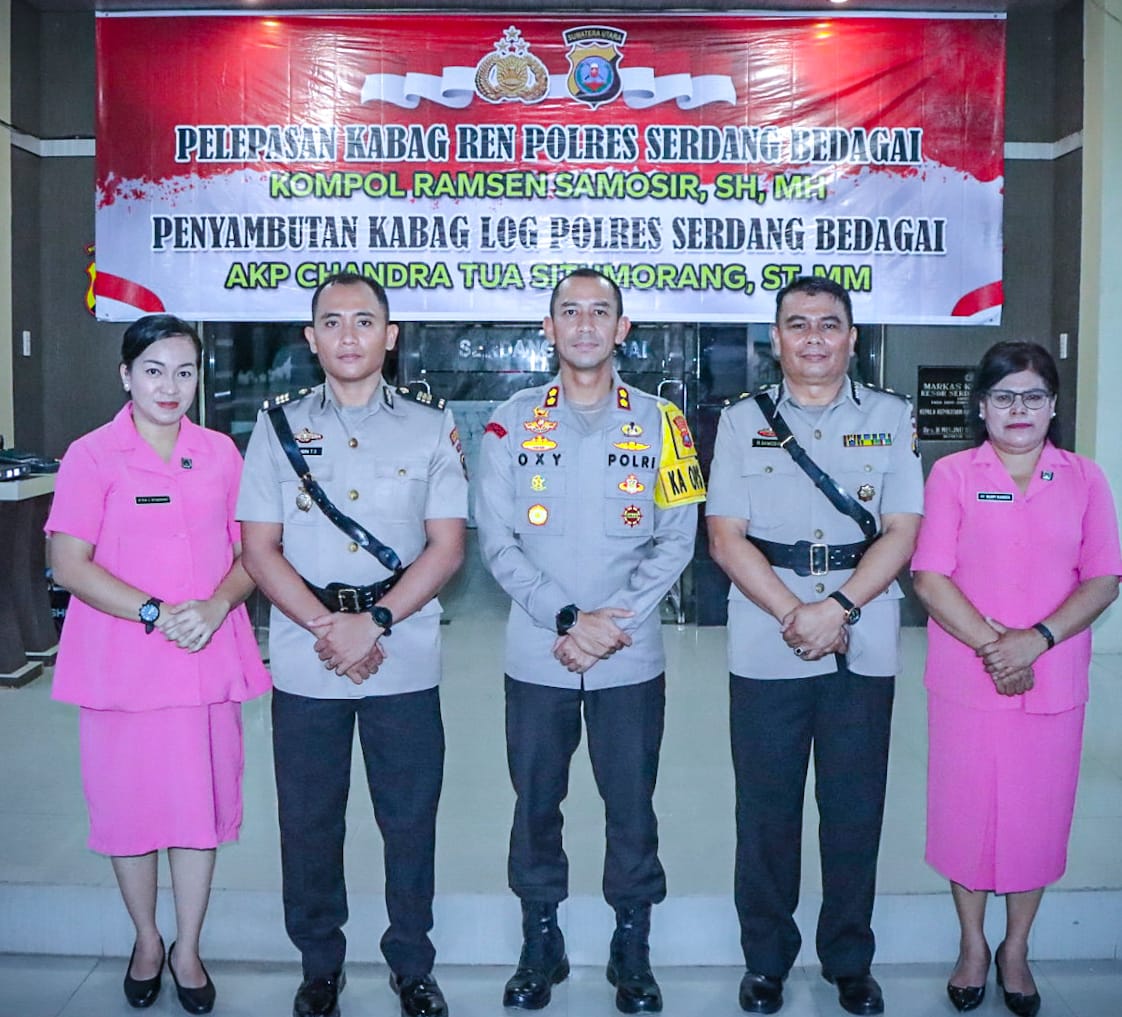 Kapolres Sergai Pimpin Penyerahan Tugas Kabag Ren dan Pelantikan Kabag Log