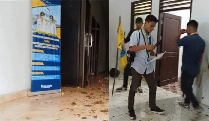 Gawat !Gegara Kades Bimtek Kejogyakarta,PMII Serak Tai sapi di kantor PMD Asahan