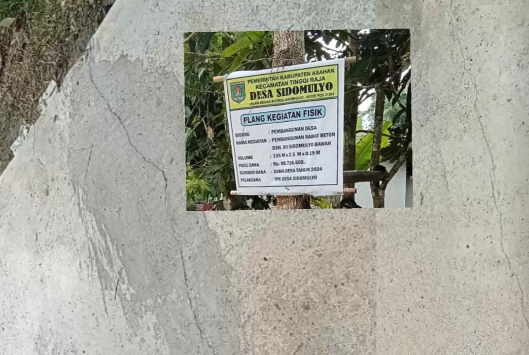 Proyek Rabat Beton di desa sidomulyo baru seumur jagung sudah retak retak dan ditempel tempel.