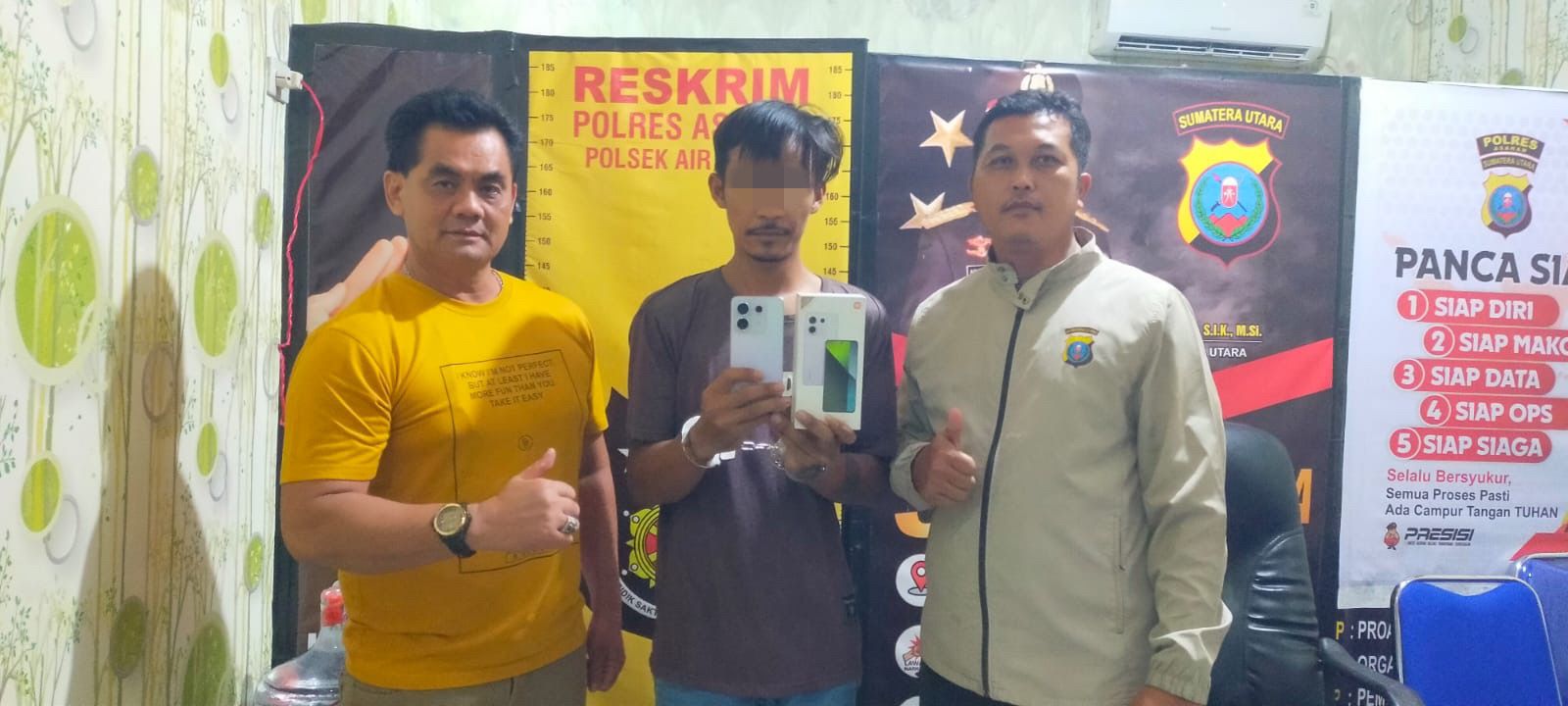Unit Reskrim Polsek Air Joman Jajaran Polres Asahan Ringkus Pencuri Handphone