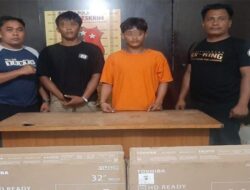 Unit Sat Reskrim Polsek pulau raja Amankan dua pelaku penjarahan TV saat motor saat motor mengalami Kecelakaan