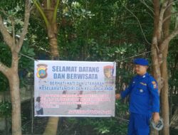 Menjelang Libur Lebaran, Satpolairud Polres Sergai Pasang Spanduk Himbauan di Objek Wisata Pantai