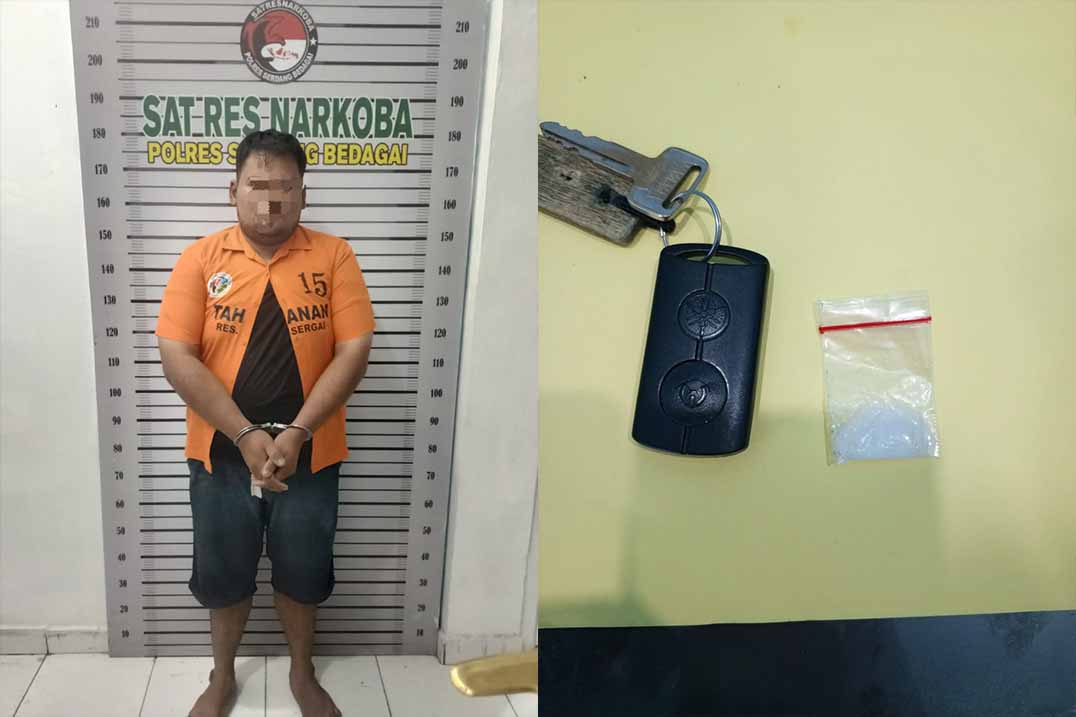 Heboh! Motor Masuk Parit, Polres Sergai Amankan Tersangka Pemilik Sabu