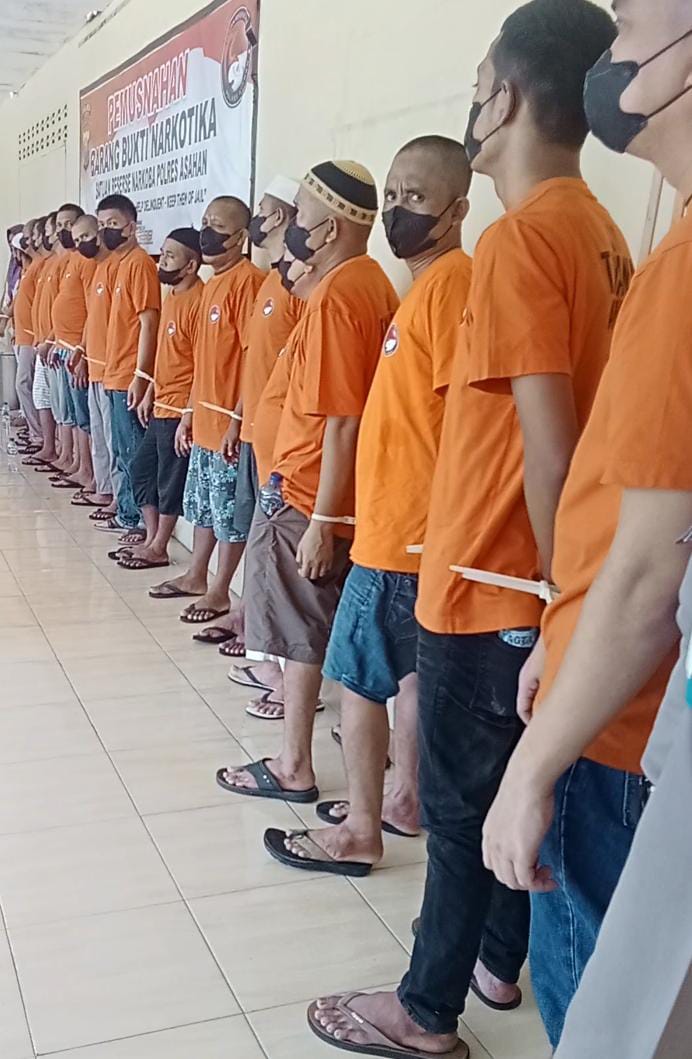 Polres Asahan melakukan Pemusnahan Barang Bukti Narkotika Hasil Tangkapan Januari sampai bulan April 2025