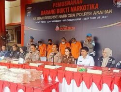 Polres Asahan ungkap tiga kasus besar dalam dua bulan terakhir dengan memusnahkan 49.712 Kilo gram Sabu