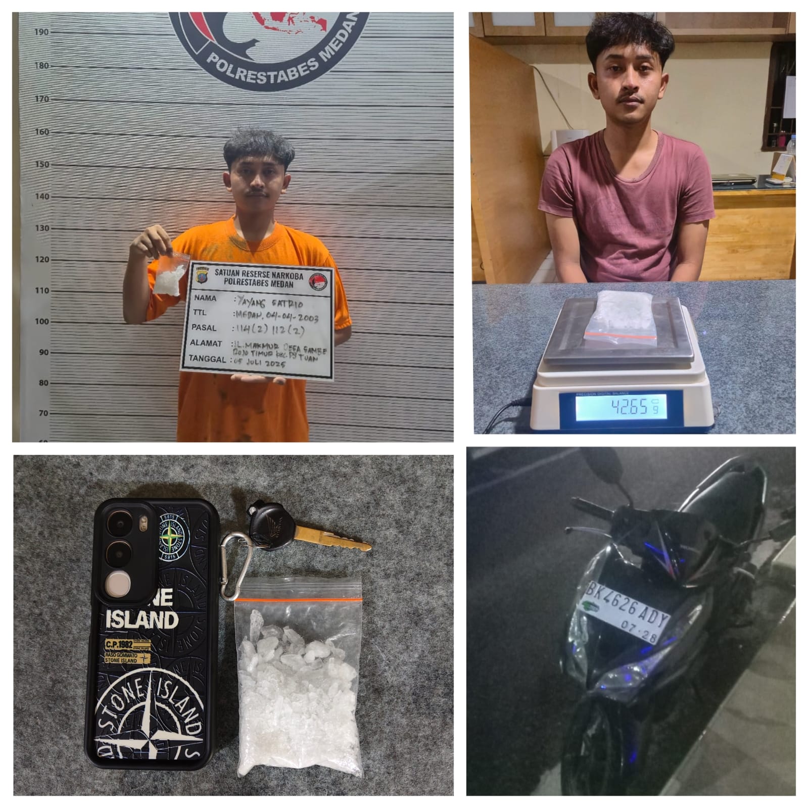 Polsi Tangkap Bandar Narkotika di Jalan Denai Medan, Sabu Seberat 41,67 Gram Disita