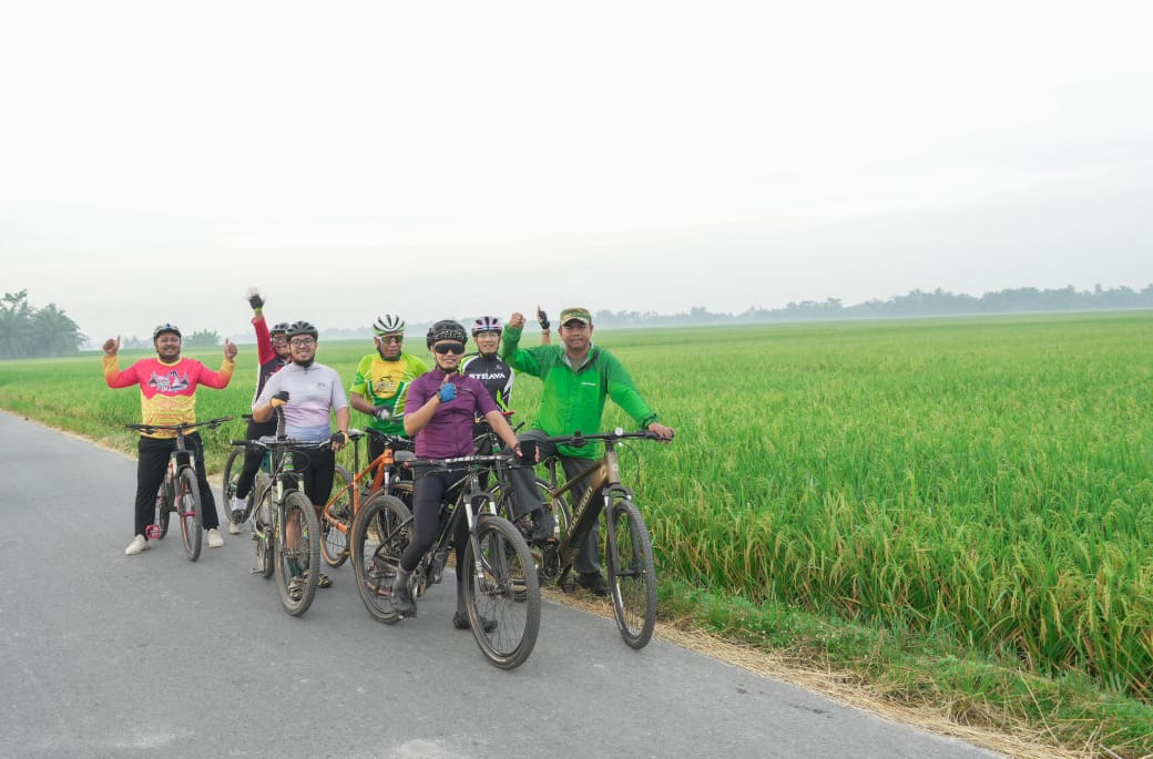 Bersepeda Sambil Pantau Sawah, Bupati Sergai Optimis Hasil Panen Padi Meningkat