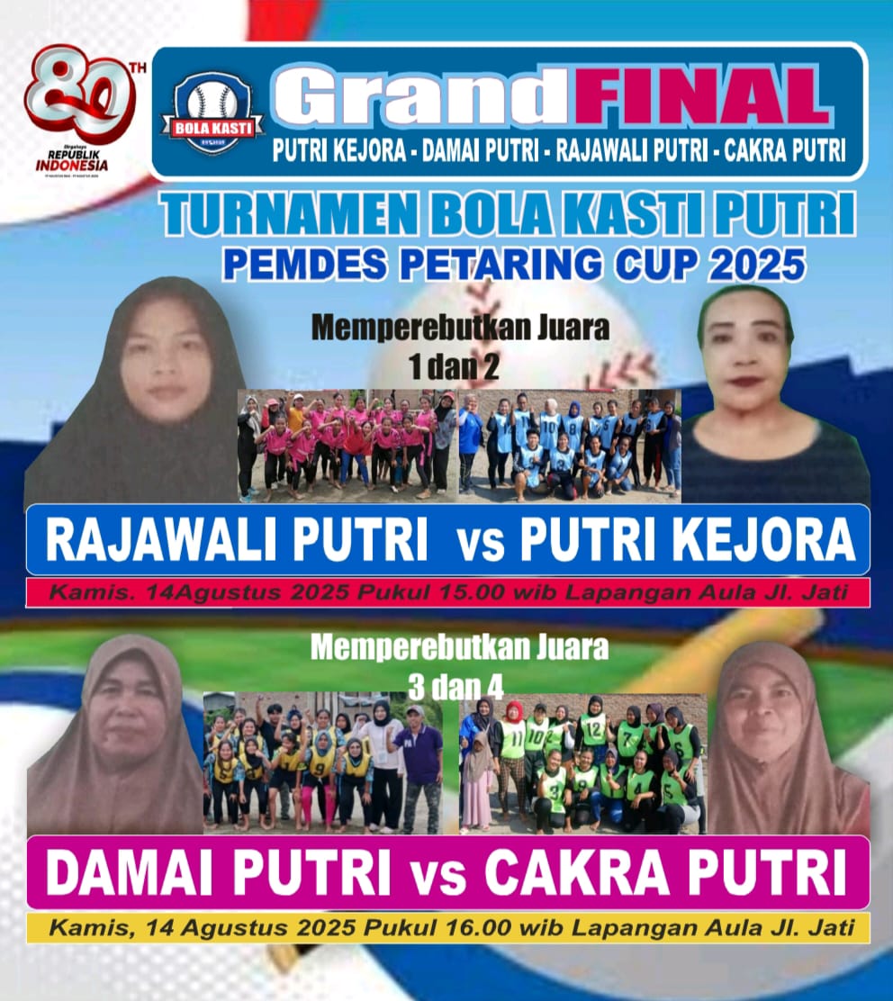 Hari Ini Grand Final Turnamen Bola Kasti Putri Pemdes Petaring Cup 2025 Akan Berlangsung