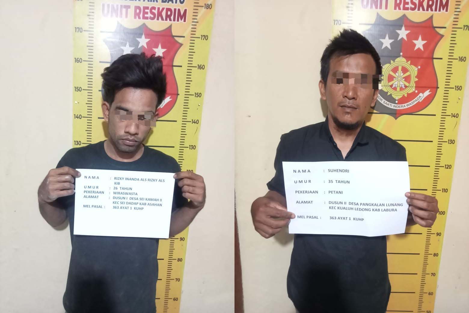 Dua Pelaku curanmor di Asahan Diamankan unit Reskrim di Labuhanbatu Utara