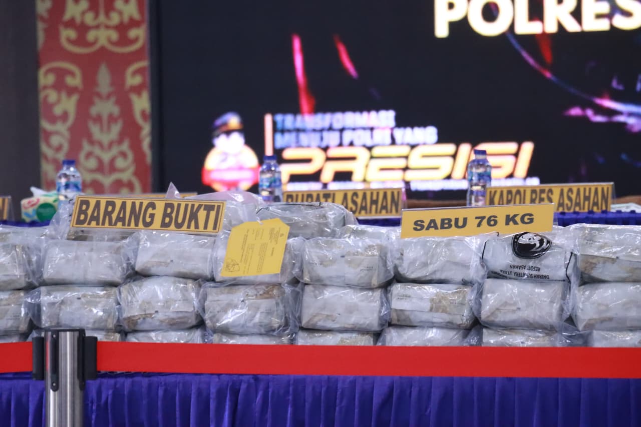Sat Narkoba Polres Asahan Gagalkan Peredaran 76 Kilogram Sabu, Akan Dibawa Ke Palembang