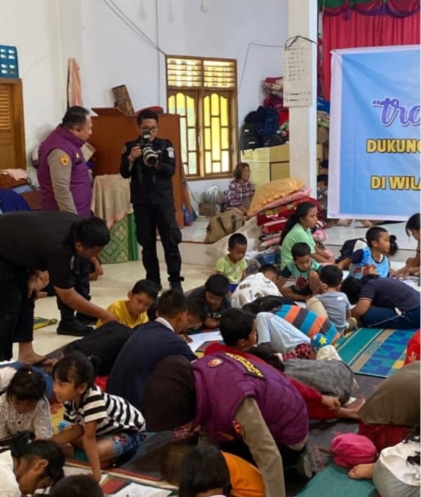 Lewat Konselor Psikologi SDM Polri Lakukan Trauma Healing Bahi Anak-anak Korban Bencana