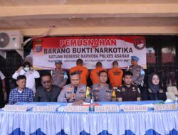 8,8 Kilogram Sabu,di musnahkan Polres Asahan dengan 3 tersangka