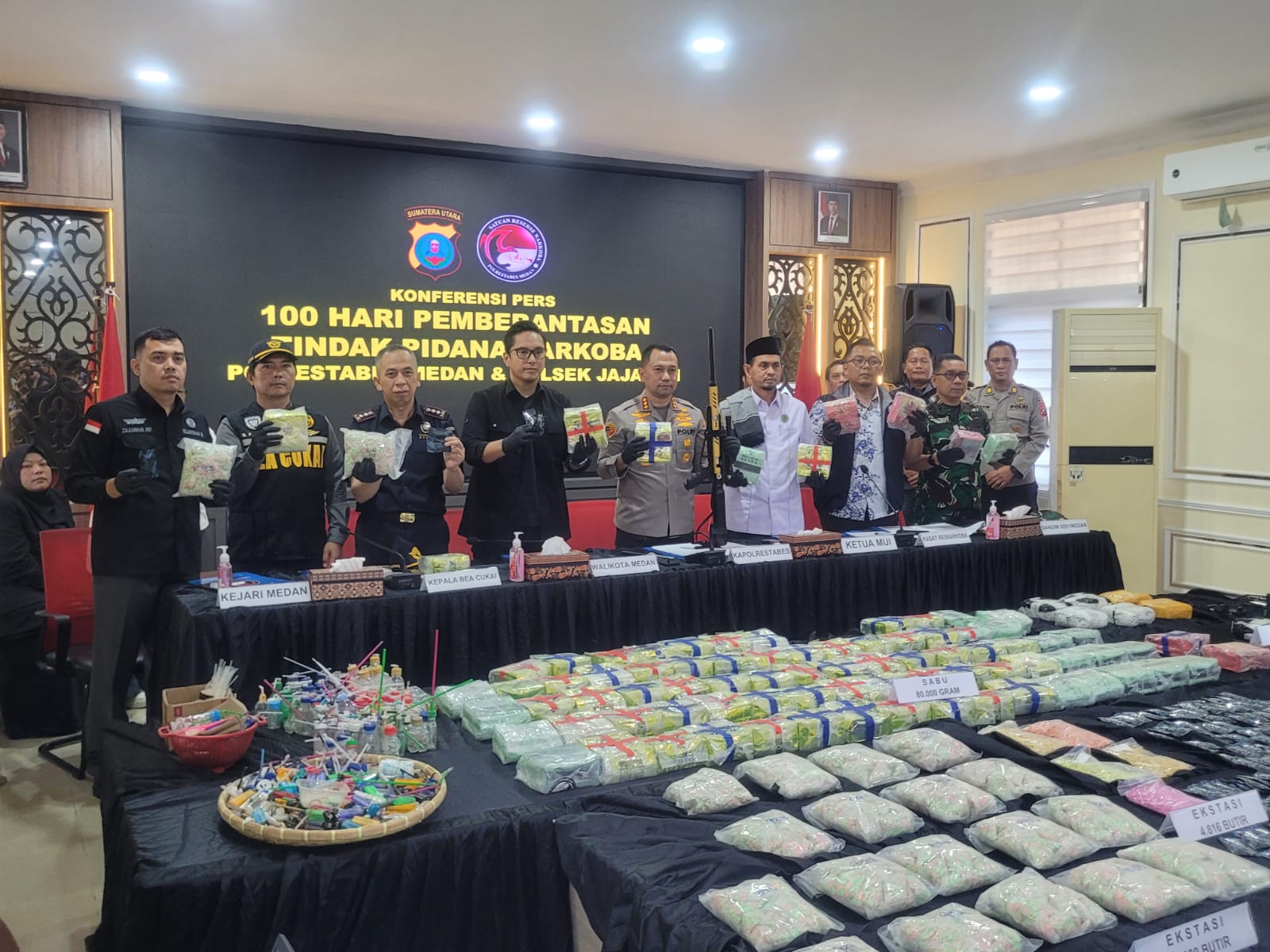 Program 100 Hari, Polrestabes Medan Sita 156 Kg Sabu, Ribuan Ekstasi Dan Amankan 718 Tersangka