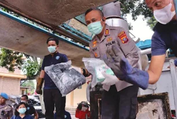 9,9Kg Sabu dan 827 Vape Cartrige di musnahkan Polres Asahan