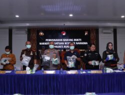 9,9Kg Sabu dan 827 Vape Cartrige di musnahkan Polres Asahan