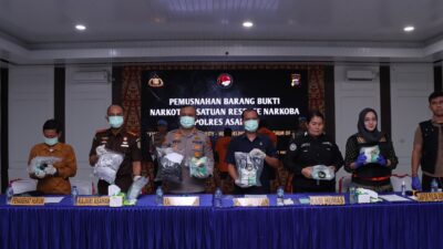 9,9Kg Sabu dan 827 Vape Cartrige di musnahkan Polres Asahan