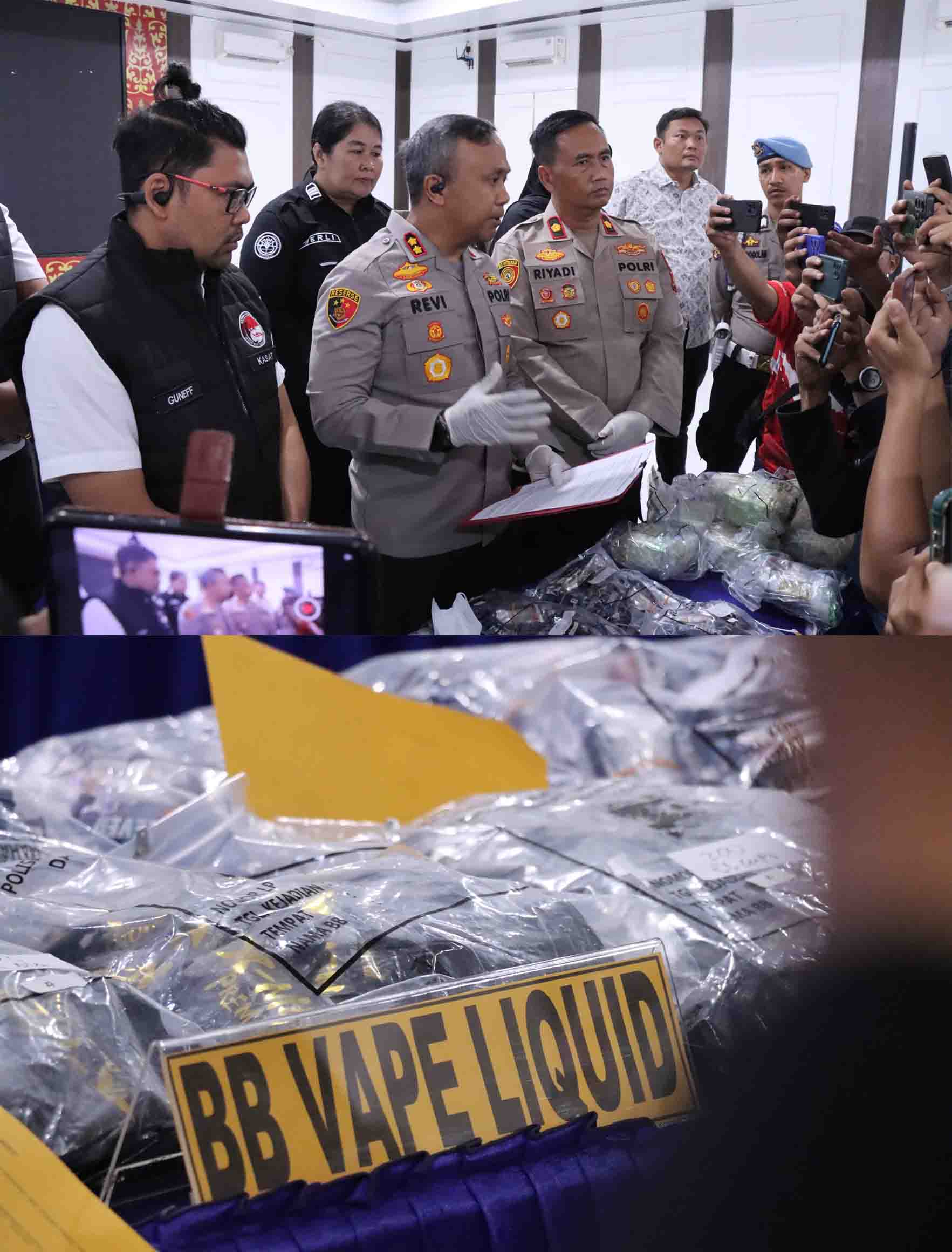 Polisi Sikat kurir membawa muatan besar narkotika jenis sabu serta ribuan cartridge vape berisi cairan terlarang di Sei Kepayang Asahan