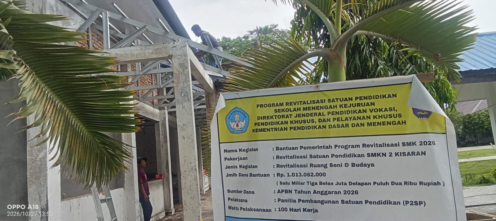 Diduga Abaikan K3,Proyek Revitalisasi Sekolah SMKN 2 Kisaran Jadi Sorotan Publik
